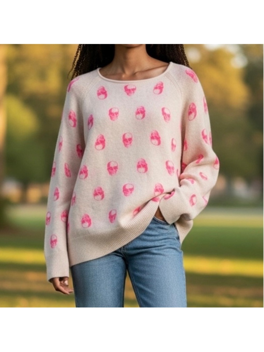 Skull Cashmere Baby Pink 100% Cashmere
Sweater Jumper Sz Medium NWT
New with ta